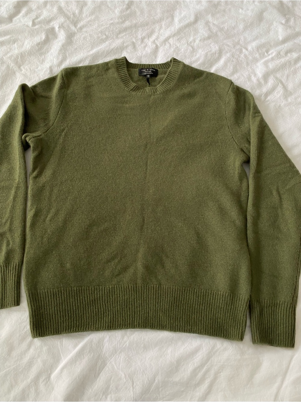Rag & Bone Olive Green Cashmere Crewneck Sweater Size XS